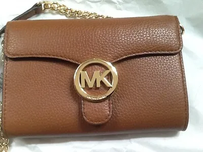 NWT Michael Michael Kors Vanna LG PHN Luggage Leather Crossbody 38F8XV3C3L • $100