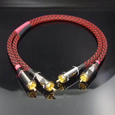 Pair 5N OFC Pure Copper Cord With Gold Plated RCA Connector HIFI RCA Audio Cable • $31.99