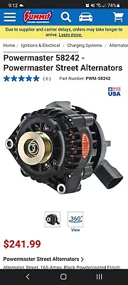 Powermaster 58242 Alternator Fits 98-02 Camaro Firebird. 165A. • $185