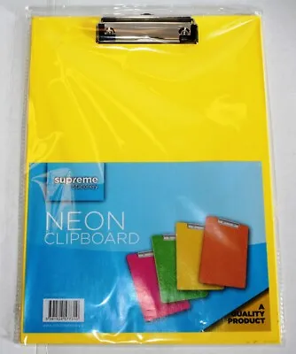 Yellow Clipboard A4 Neon Colour Office Document Storage Paper Holder 9 X 12 Inch • £4.99