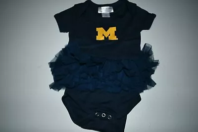 Infant/Baby Girls Michigan Wolverines 12 Months Tutu Creeper One-Piece (Navy Blu • $13.99