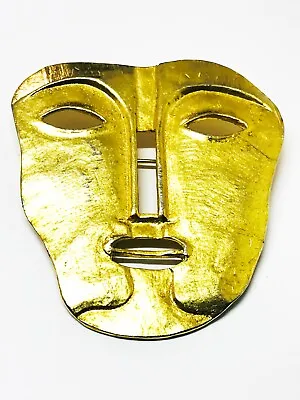 Lrg VTG LTD ED Maxine Denker Face Mask Modernist Goldplated Brooch Compare @ $85 • $65