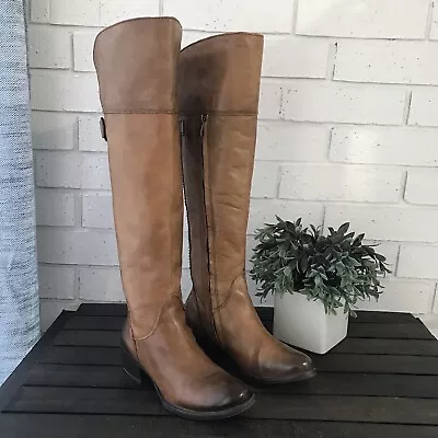 Vince Camuto Bollo Over The Calf Tall Riding Studded Brown Leather Boots 7B • $50.62