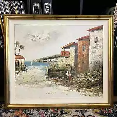 Vintage Mediterranean Sea Village Italy Spain France Painting Art Signed Barger • $348