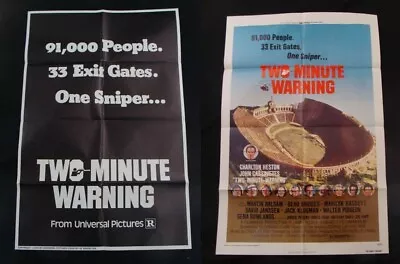 TWO MINUTE WARNING Movie Poster Lot Of 2 CHARLTON HESTON JOHN CASSAVETES Origina • $30