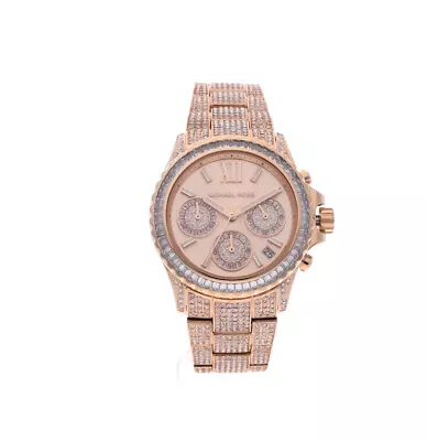 Womens Wristwatch MICHAEL KORS EVEREST MK7235 Chrono Steel Gold Rose Swarovski • $431.25