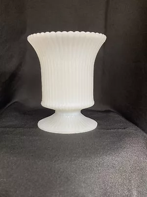 Vintage E.O. Brody Co. Milk Glass Footed  Ribbed Vase Compote Cleveland OH • $35