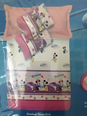 Disney Mickey Minnie Mouse Queen Fitted Bedsheet Set With 2 Pillow Cases • $39