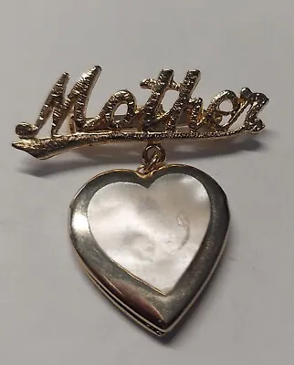 Vintage MOP Dangle Sweet Heart Photo Locket/ Pin/Brooch~ • $7.95