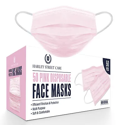 Disposable Pink Face Mask Multipack 3-Ply Breathable Non Surgical /Medical UK • £69.99