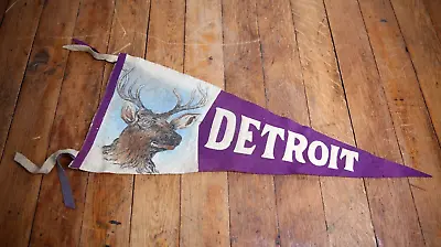 Vintage BUCK DEERE ANTLER HUNTING LODGE Felt Pennant Banner Detroit Michigan • $276.25