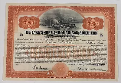 Lake Shore & Michigan Southern Railway Company Bond Stock Certificate Orange • $4.49