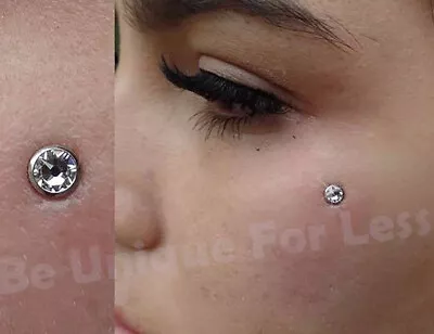 £3.49 • Buy Circular Sparkle Micro Dermal Screw Top Head Tragus Internal Threaded Anchor Top