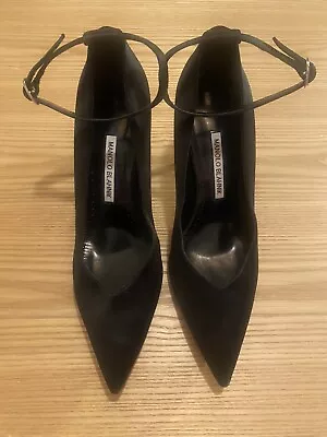 Manolo Blahnik Black Satin Pumps. Size 41. Used Once. Great Condition • £160