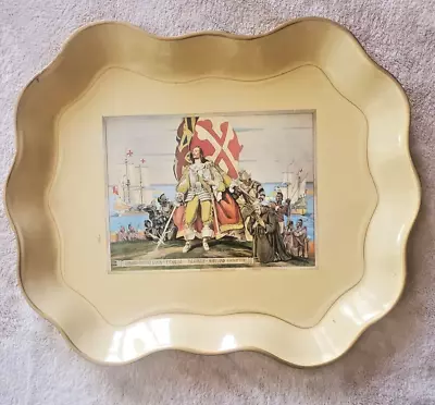 Vintage Nashco Decorative Leonard Calvert Lands Tray Maryland 1634 Hand Painted • $10