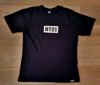 UNIQLO X BT21 BTS Black Graphic UT T-Shirt Character Signatures On Back Medium M • $22.45