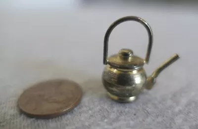 Vintage Miniature Mixed Metal Gold Brass Tea Pot Dollhouse Toy 1  H • $6.99