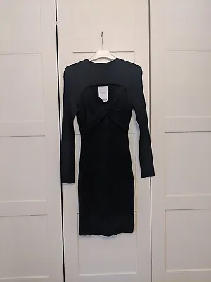 £15 • Buy Next Skinny Black Ribbed Cut Out Body Con Dress Size S