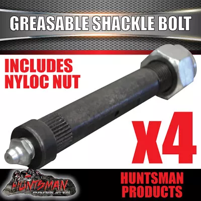 X4 Greasable Trailer Shackle Spring Bolts & Nut  5/8  X 4  Rocker Roller 16mm • $35