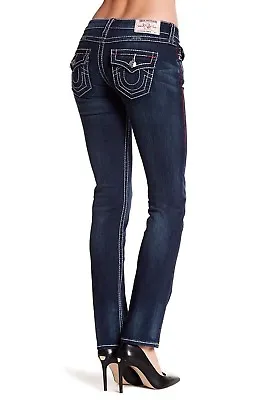 $282 NEW TRUE RELIGION Straight Leg Jeans Flap Big Autumn Nights 25 0 2 XS S • $100.88