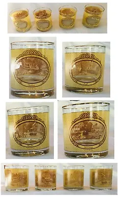 Vintage Currier & Ives Whiskey Glasses 8 Oz. FOUR SEASONS 4-Piece Set • $32.88