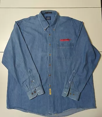 $18 • Buy Vintage BD Baggies Denim Shirt Flow Boy MFG Embroidered Work Farm Trucker Sz XL