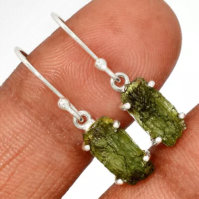 Natural Genuine Czech Moldavite 925 Sterling Silver Earrings Jewelry CE28534 • $23.99