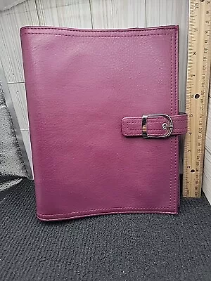 Daytimer Purple 7 Ring Binder Organizer Vintage Or Leather? Magnetic Buckle  • $24.99