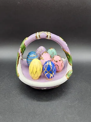 $19.99 • Buy Ceramic Easter Basket With Ceramic Eggs