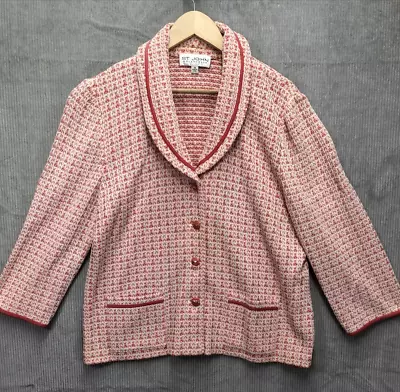 Vintage St. John Collection Blazer Jacket Size 14 Coral Single Breasted Sun Fade • $44.04