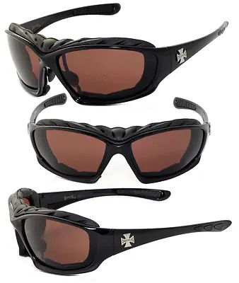 Choppers Motorcyle Riding Glasses Foam Padded Sunglasses -  Amber Lens C49 • $11.90