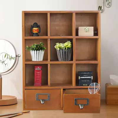 9-Cube Bookshelf Storage Organizer Retro Wooden Cubby-Style Storage Rack With 2  • $47.99