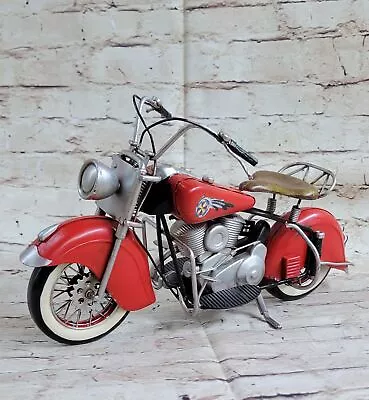 Red Indian Motorcycle 1:8-Scale Diecast 1956 Scout Handcrafted Figure Hot Cast • $69.65