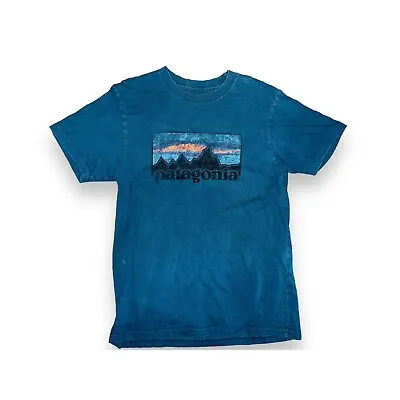 N7 Men Patagonia Short Sleeve Crew Neck T Shirt Mens Small Slim Fit Solid Blue L • $12