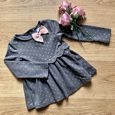 BNWOT Girls Dress 2 Years. Grey Long Sleeved Maggie&Zoe Baby Dress For 24 Months • £8.50