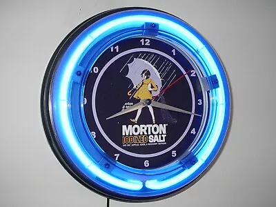 Morton Salt Girl Kitchen Grocery Store Advertising Neon Wall Clock Sign • $99.99