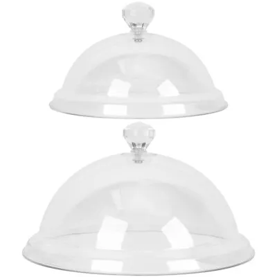  2 Pcs Round Cake Dome Plastic Platter Display Cover Lid Cheese Outdoor • £14.19