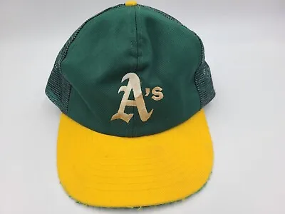 Vintage Oakland Athletics A's Mesh Trucker Snapback Hat Cap MLB Baseball Green • $10