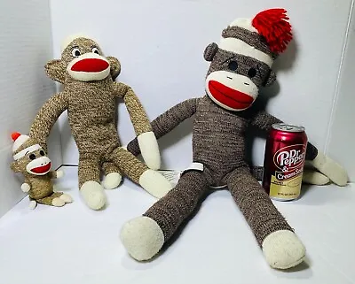 $24.99 • Buy  Lot Of 3 Sock Monkeys SCHYLLING ROWLEY PLUSH DOLLS 6  - 22  Tall 