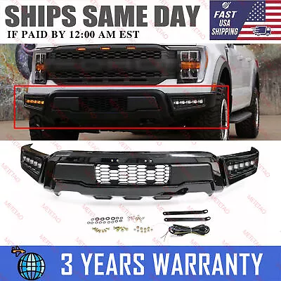 Black Front Bumper Raptor Style W/ LED Light For Ford F150 F-150 2021 2022 2023 • $309