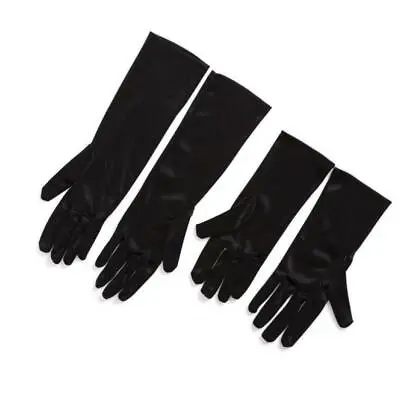 Kids Satin Opera Gloves Halloween Wedding Evening Costume Black • $6.99