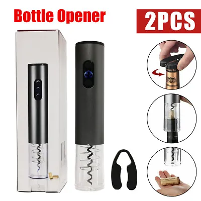 2pcs KIT Wine Bottle Opener Set Battery Automatic Cordless Corkscrew Bottle Tool • £12.59