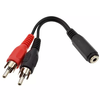 3.5mm 3.5 Jack Socket To 2 Phono RCA Adapter Cable Lead • £2.71