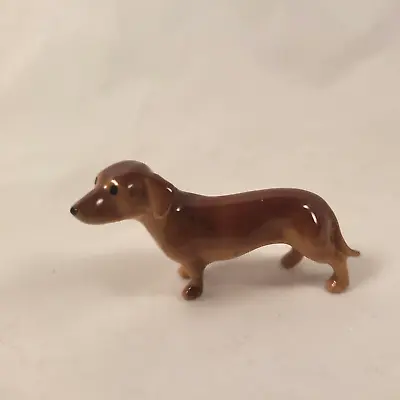 Vintage Hagen Renaker Standing Dachshund Miniature Weiner Dog Figurine BrownTan  • $14