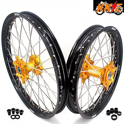 KKE 21/19 Wheels Fit Suzuki RM125 RM250 1996-2008 MX Dirt Bike Rim Set Gold Hub • $529