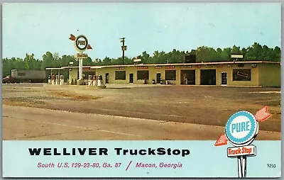Macon Ga Gas Station Welliver Truck Stop Vintage Postcard • $13.99