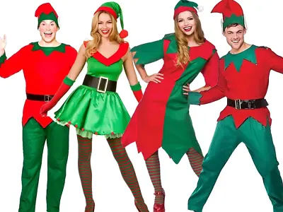 Adult Elf Costume Ladies Christmas Fancy Dress Mens Xmas Outfit Santas Helper • £16.99