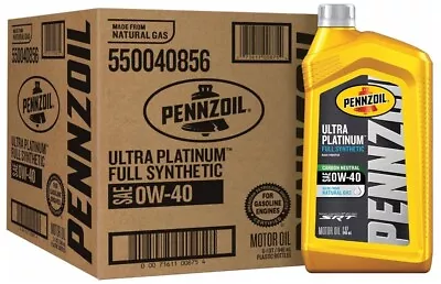 Pennzoil Ultra Platinum Full Synthetic 0W-40 Motor Oil (1 Quart Case Of 6) • $44.95