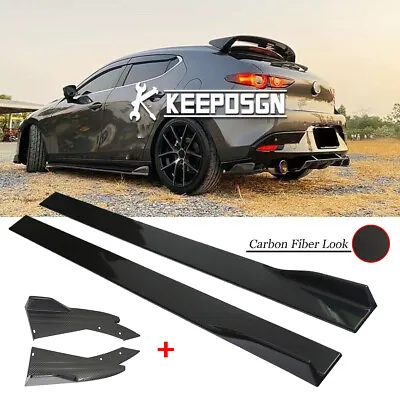 For Mazda 2 3 5 6 MX-5 78.7  Carbon Fiber Side Skirt + 2x Rear Diffuser Splitter • $126.04