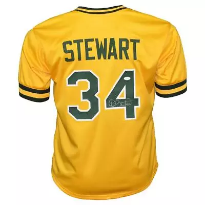 Dave Stewart Signed Oakland Yellow Baseball Jersey (JSA) • $74.95